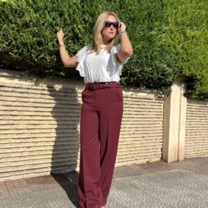 Pantalón de vestir granate y marron