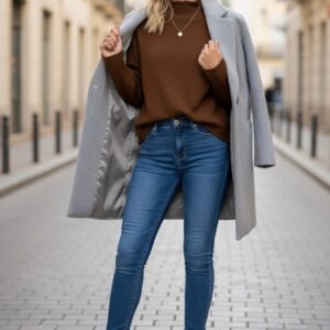 Abrigo de paño gris