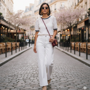 pantalon blanco trenzado