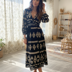 Vestido negro y dorado