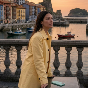 Gabardina corta amarilla