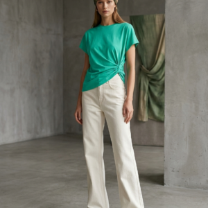 Camiseta verde fruncido