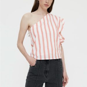 Camisa asimetrica rayas naranjas