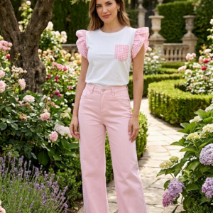 Camiseta volante cuadro vichy