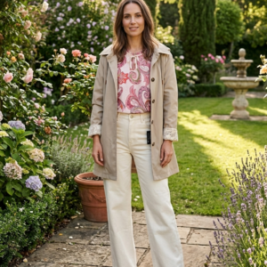 Gabardina beig bordados