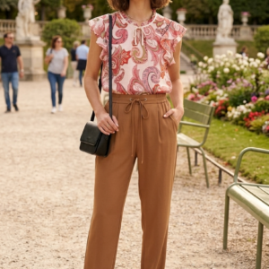 Pantalon fluido color  tierra